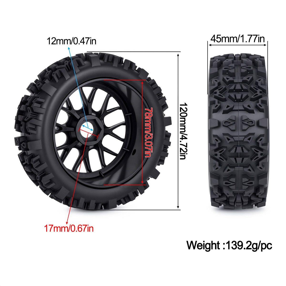120MM Off-Road RC Banden 17mm  - Rc Hobby Dump Truck recensie en prijs